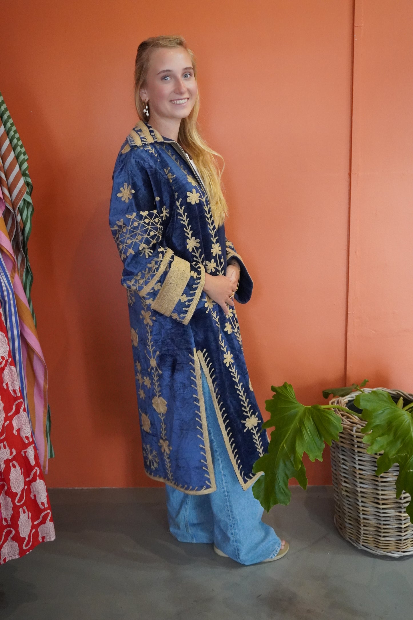 Midnight Blue Velvet Jacket with 100% Indian Cotton Lining