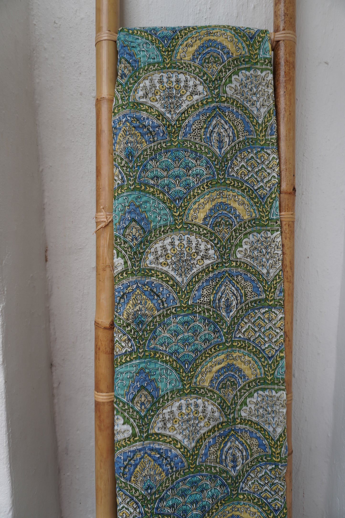 Kantha Quilt in Peacock