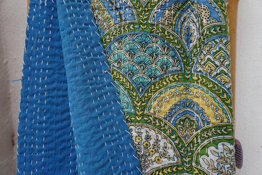 Kantha Quilt in Peacock