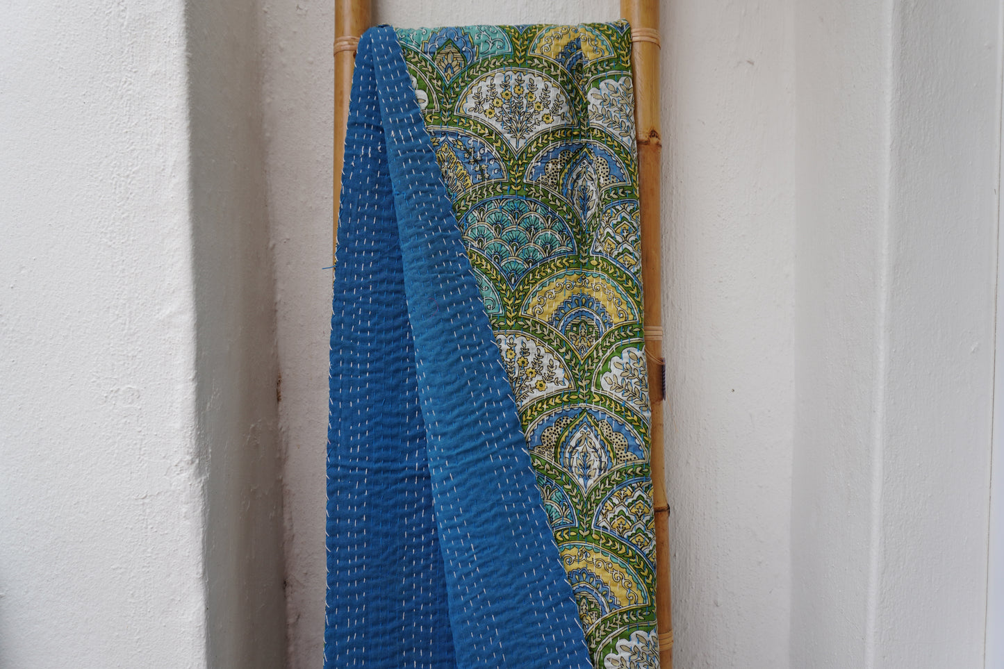 Kantha Quilt in Peacock