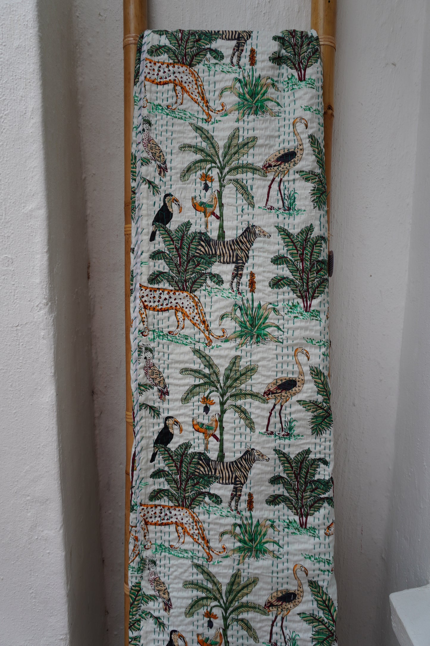 Kantha Quilt in Rainforest Safari