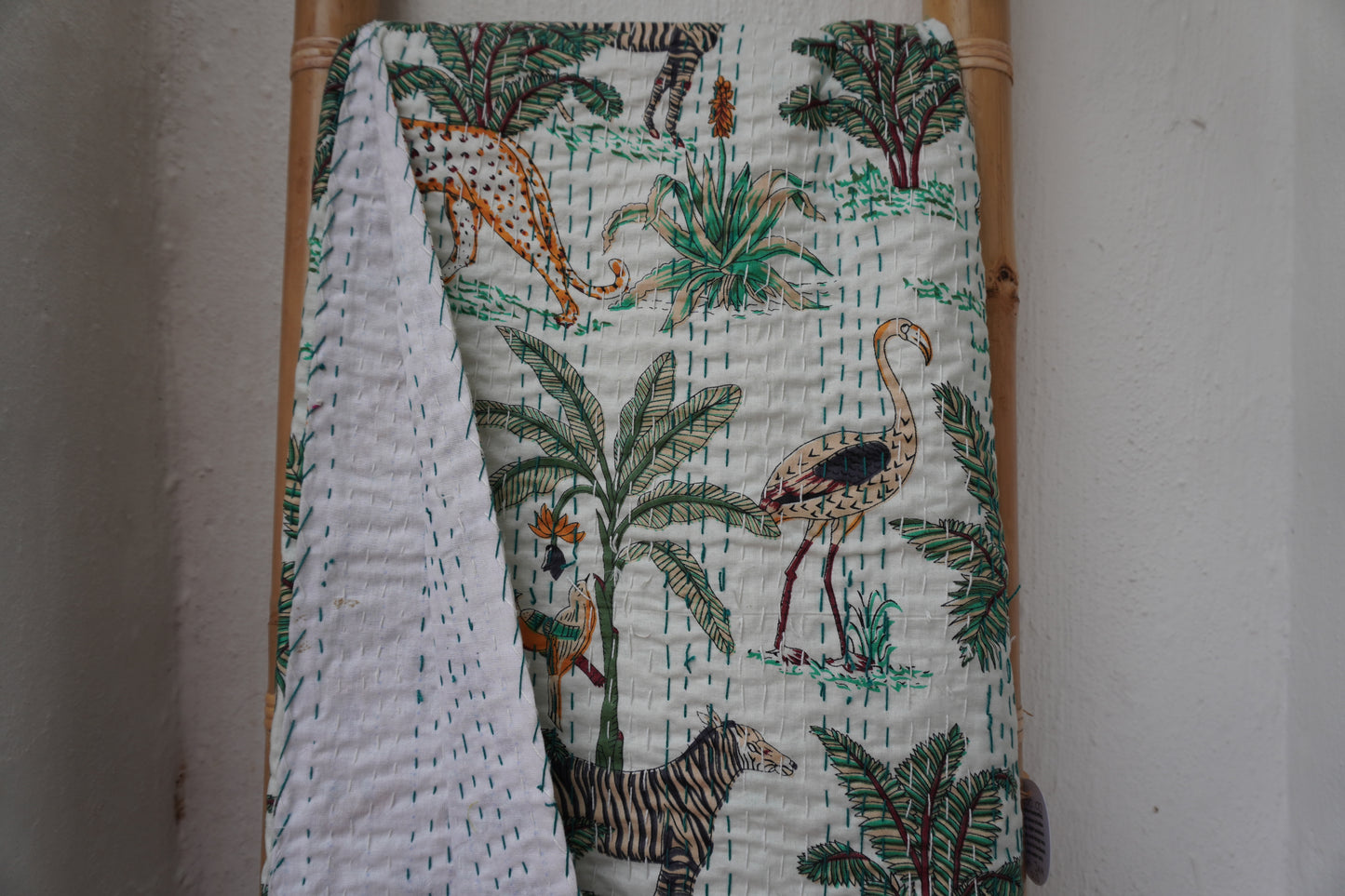 Kantha Quilt in Rainforest Safari