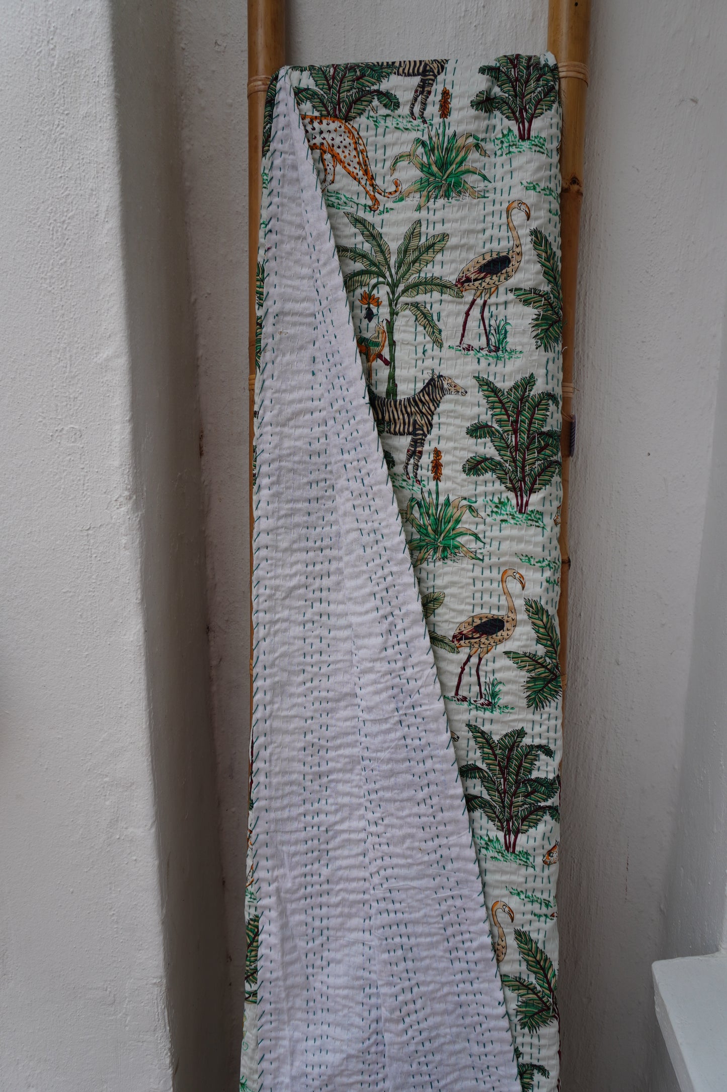Kantha Quilt in Rainforest Safari