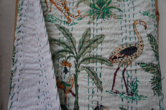 Kantha Quilt in Rainforest Safari