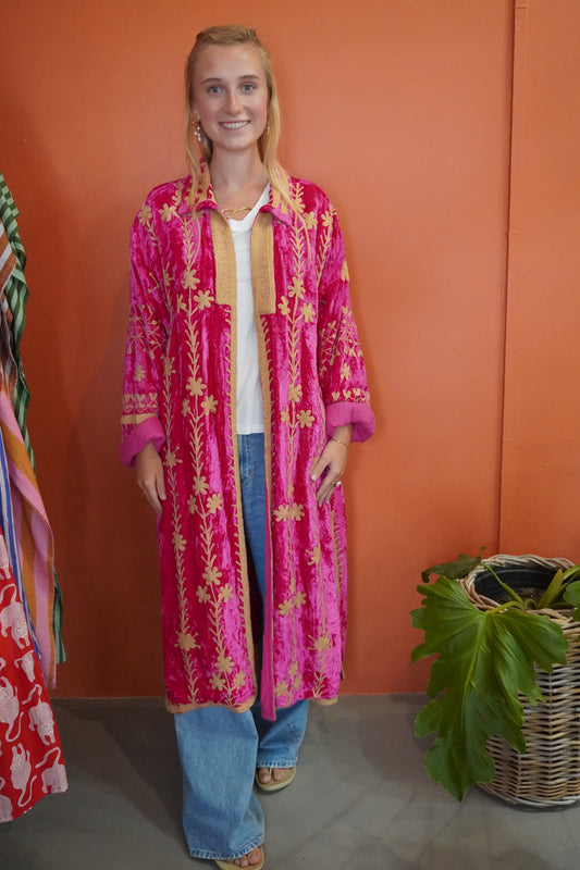 Neon PINK with Gold Hand Embroidery Jacket