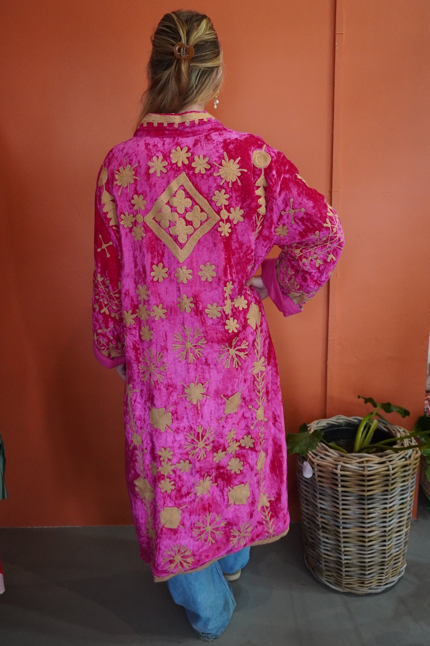 Neon PINK with Gold Hand Embroidery Jacket