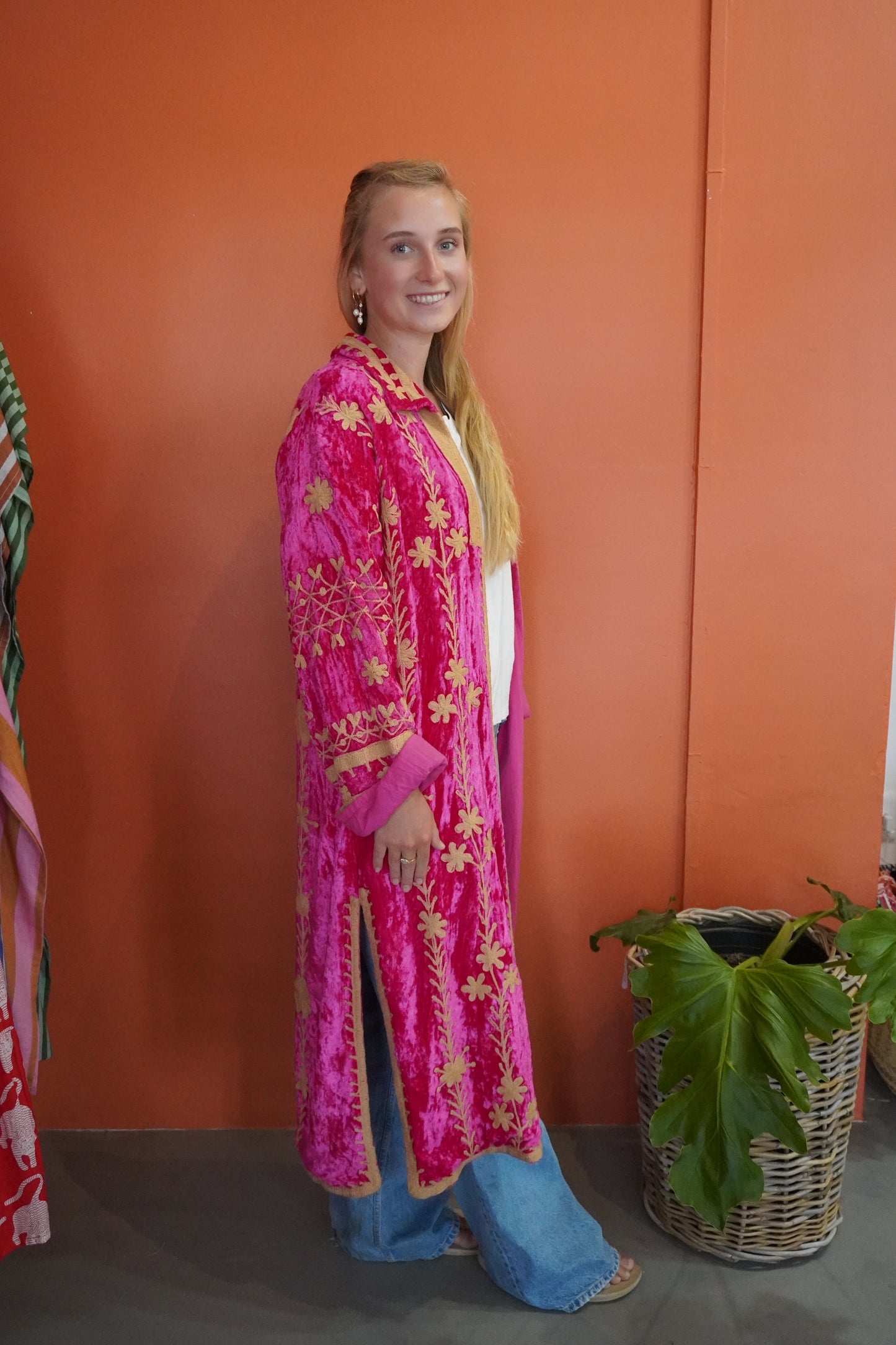 Neon PINK with Gold Hand Embroidery Jacket