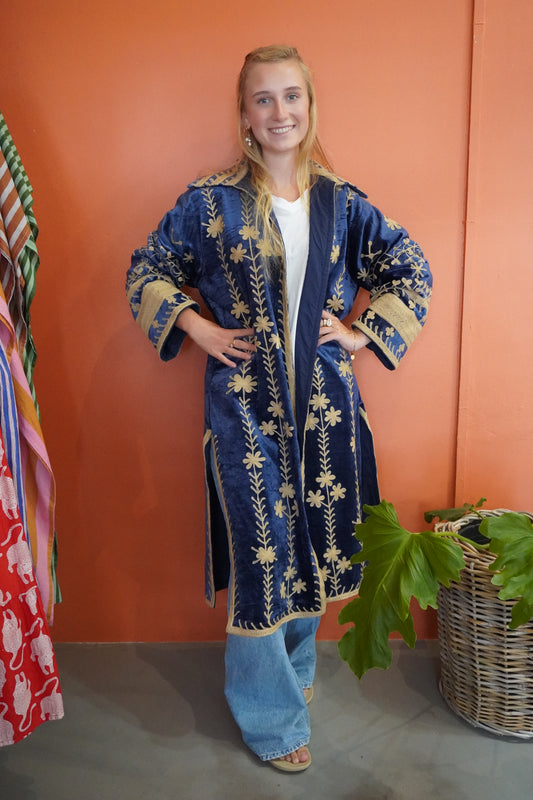 Midnight Blue Velvet Jacket with 100% Indian Cotton Lining