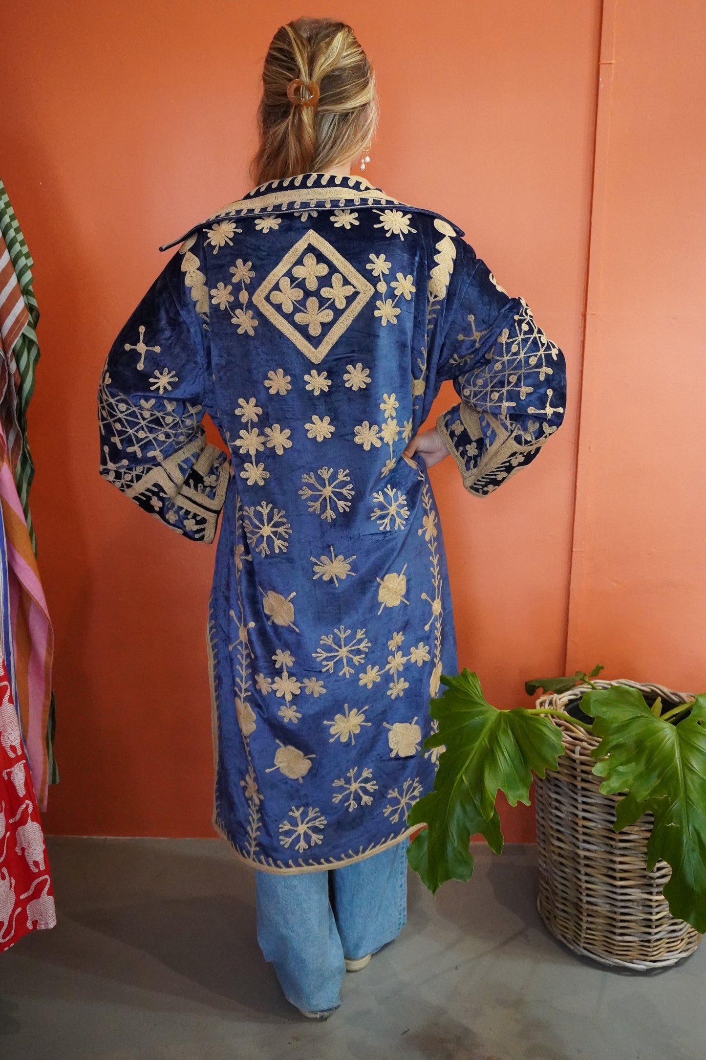 Midnight Blue Velvet Jacket with 100% Indian Cotton Lining