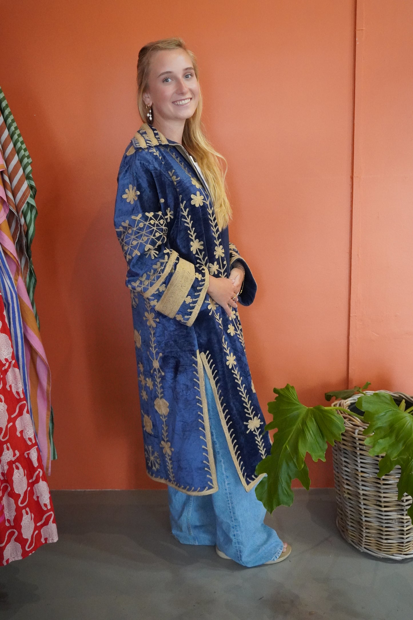 Midnight Blue Velvet Jacket with 100% Indian Cotton Lining