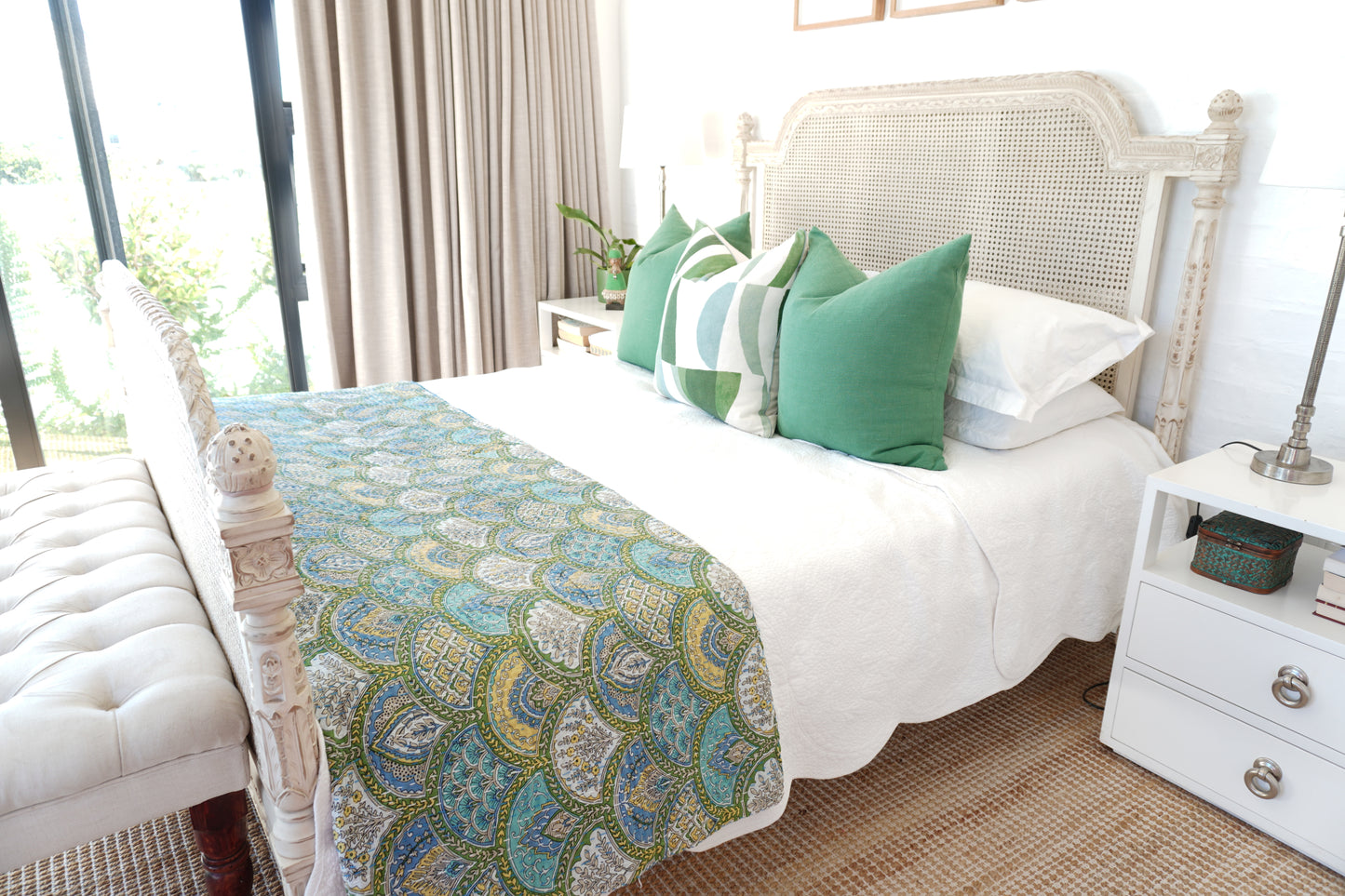 Kantha Quilt in Peacock