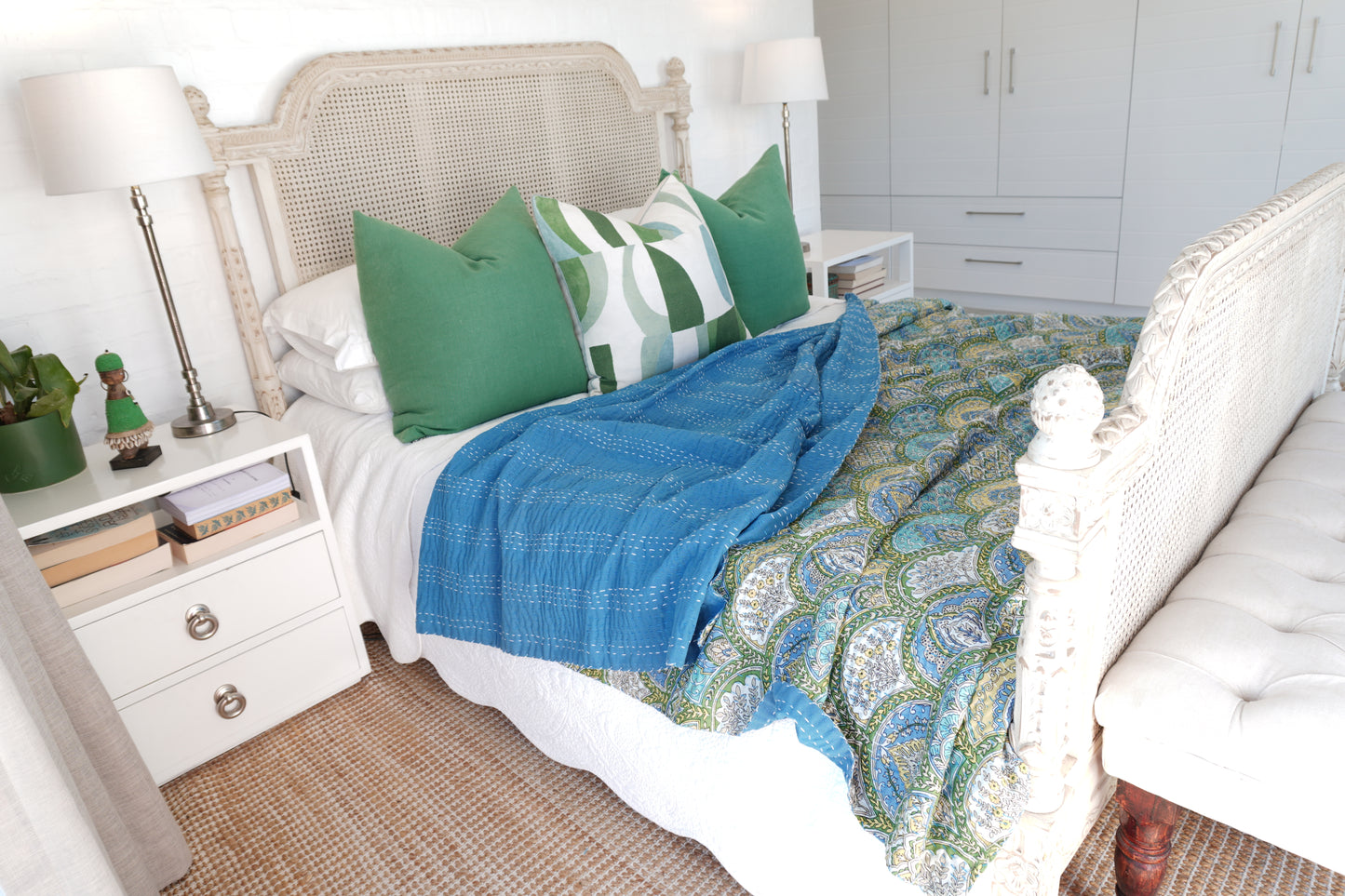 Kantha Quilt in Peacock