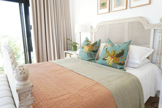 Kantha Quilt Reversible in Rust and Green