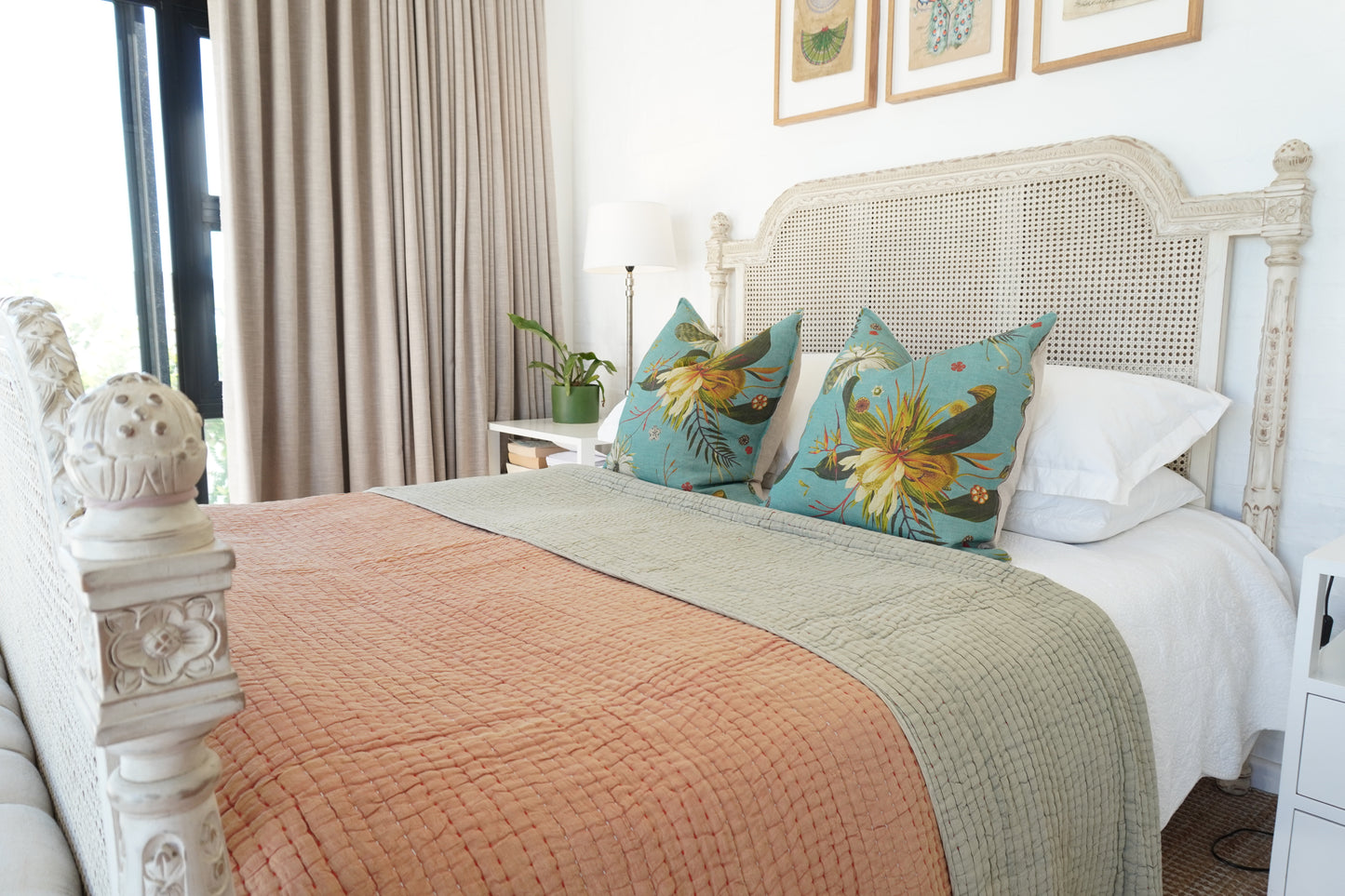 Kantha Quilt Reversible in Rust and Green
