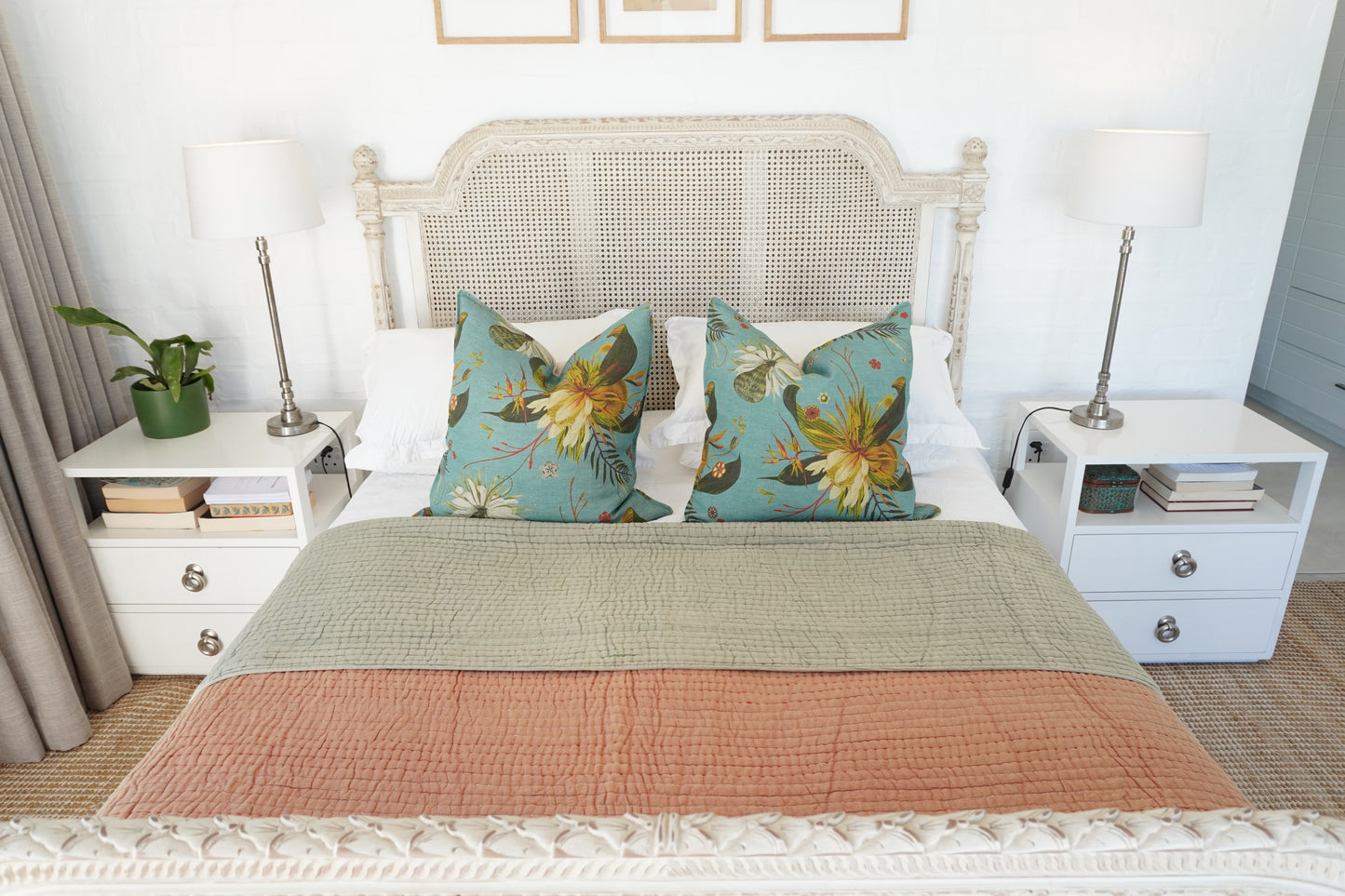 Kantha Quilt Reversible in Rust and Green